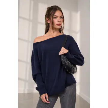 OVERSIZE BOAT NECK PULLOVER