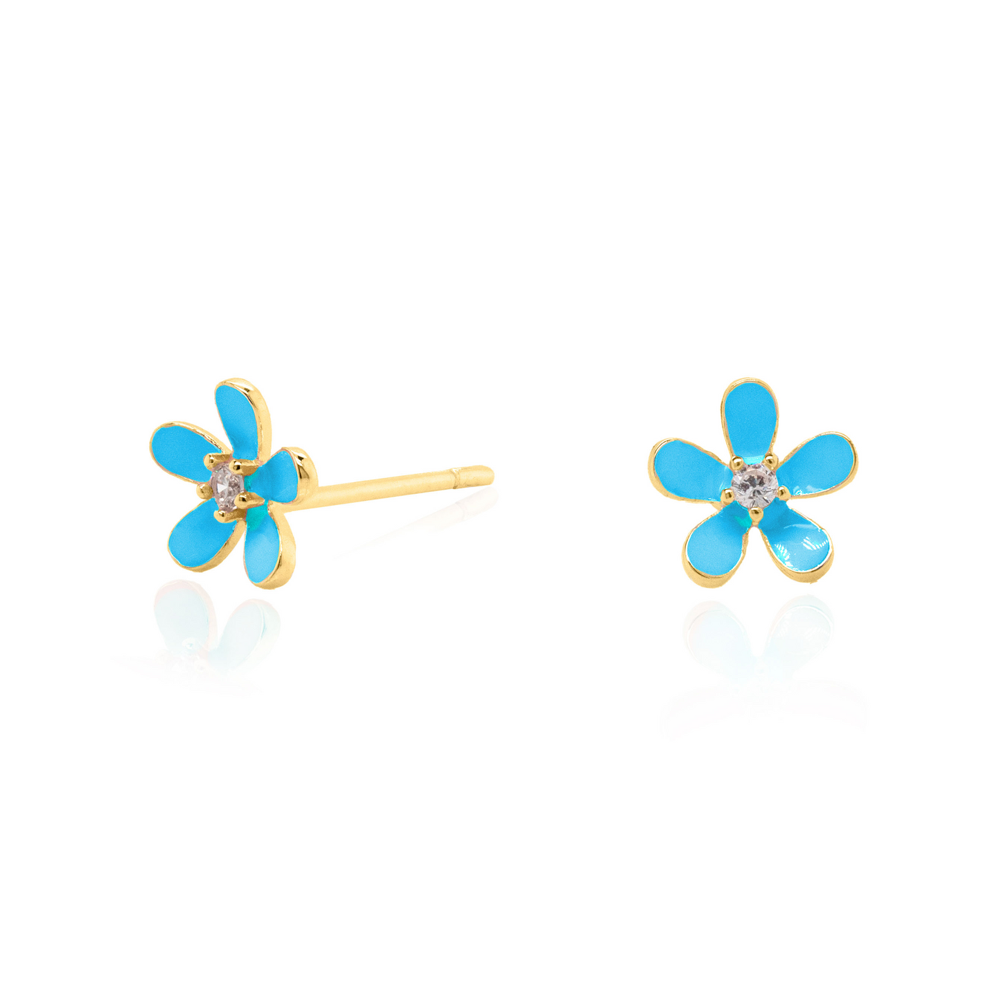 BLUE FLOWER/CRYSTAL EARRINGS