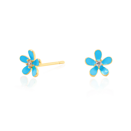 BLUE FLOWER/CRYSTAL EARRINGS