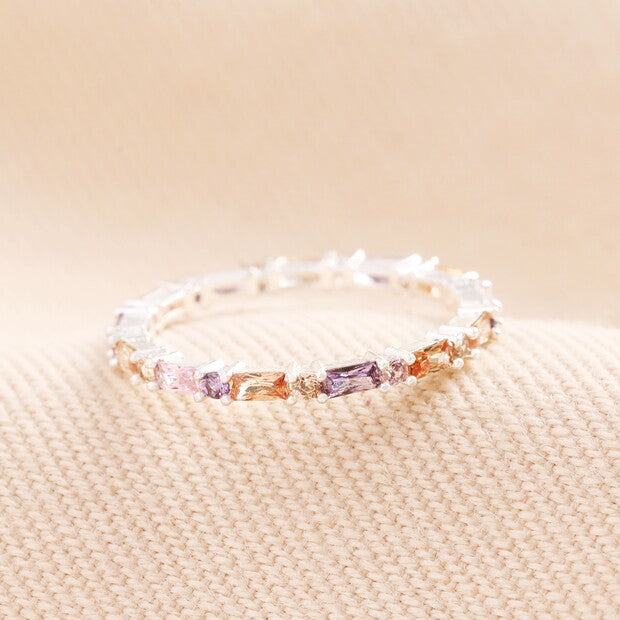SILVER PASTEL BAGUETTE RING