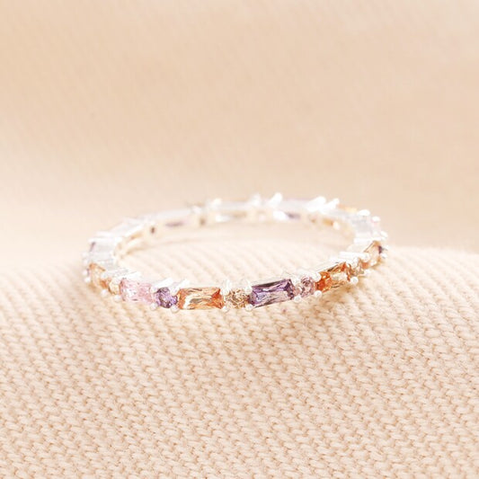 SILVER PASTEL BAGUETTE RING