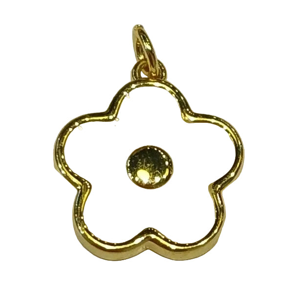 WHITE/GOLD FLOWER CHARM