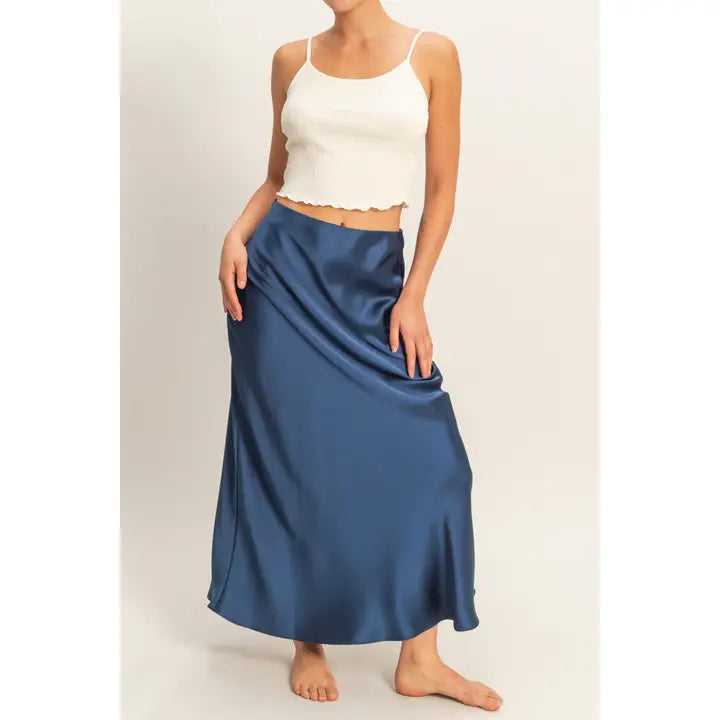 LONG SATIN SKIRT
