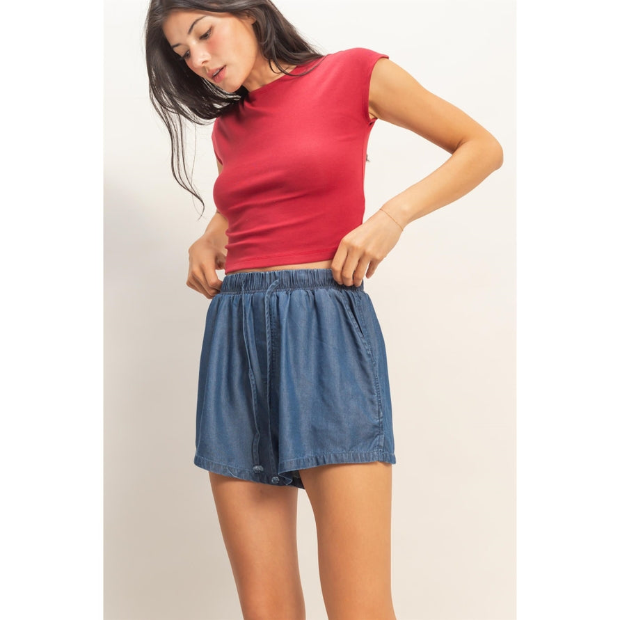 DARK BLUE DRAWSTRING SHORTS