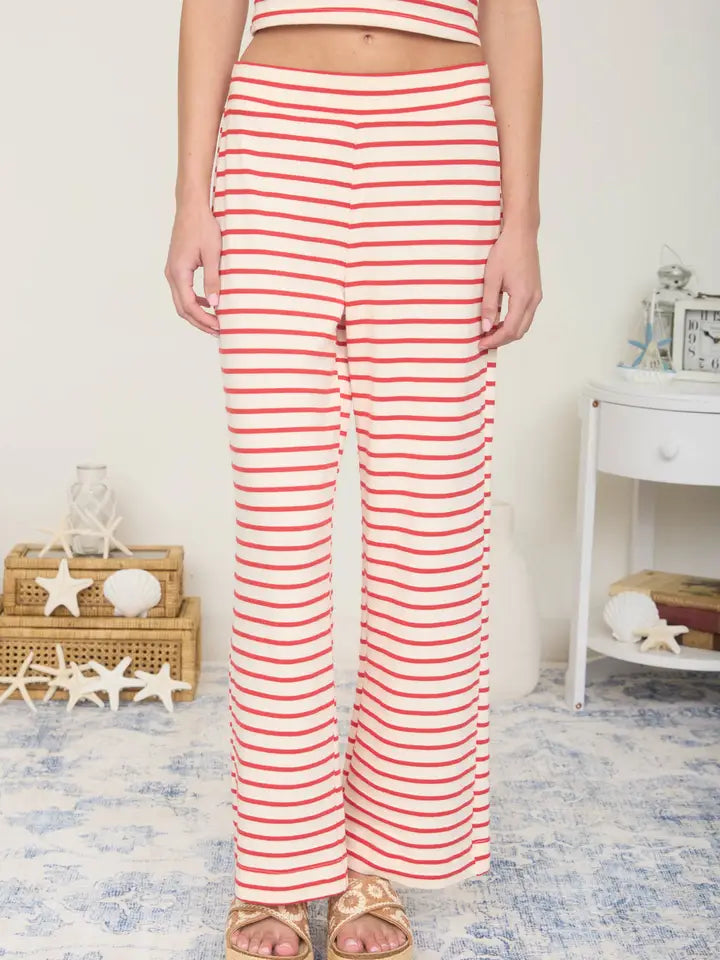 STRIPED WIDE LEG LOUNGE PANTS