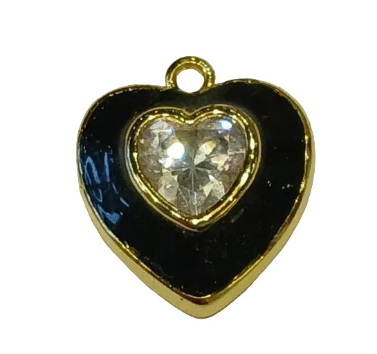 BLACK HEART W/ CRYSTAL