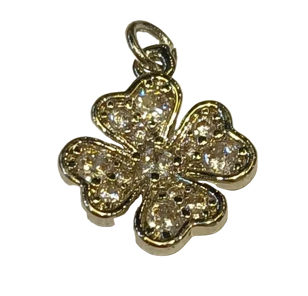 SILVER PAVE CLOVER CHARM