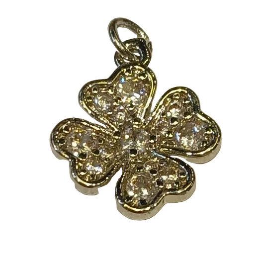 SILVER PAVE CLOVER CHARM