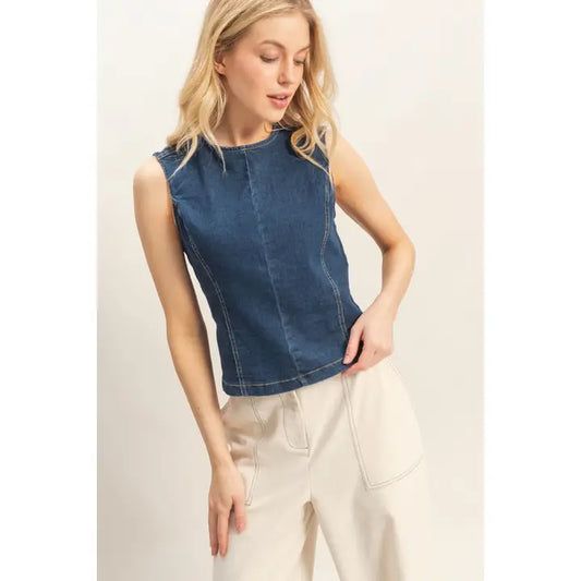 OPEN BACK DENIM TANK