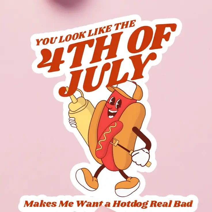 4TH OF JULY HOTDOG STICKER