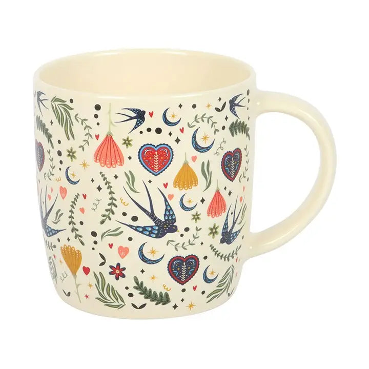 CREAM FOLK FLORAL MUG