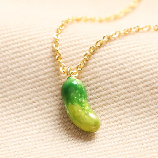 GREEN PICKLE ENAMEL NECKLACE