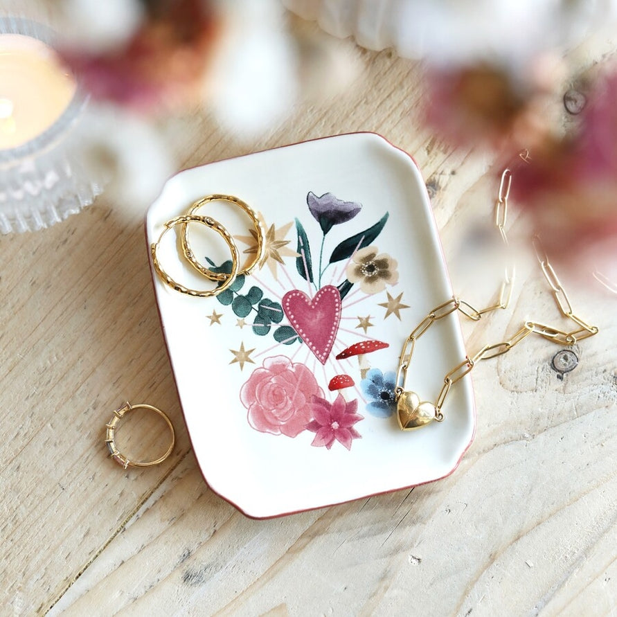 FLORAL HEART TRINKET DISH