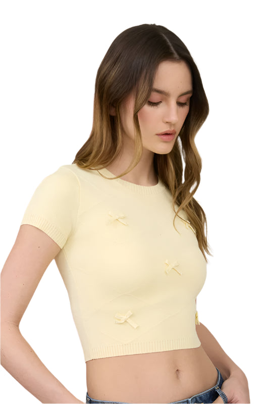 YELLOW BOW KNIT TEE