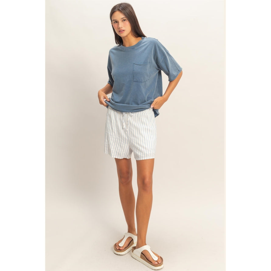 BLUE STRIPED SHORTS
