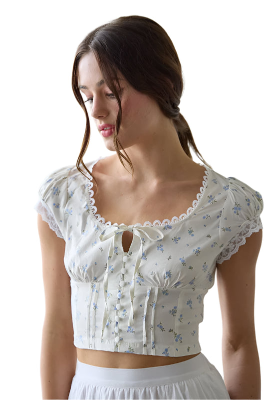 BLUE FLORAL CORSET TOP