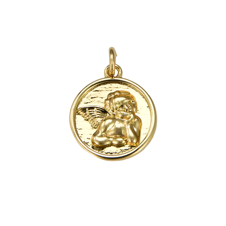 GOLD CHERUB DISC CHARM