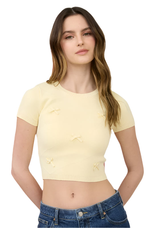 YELLOW BOW KNIT TEE