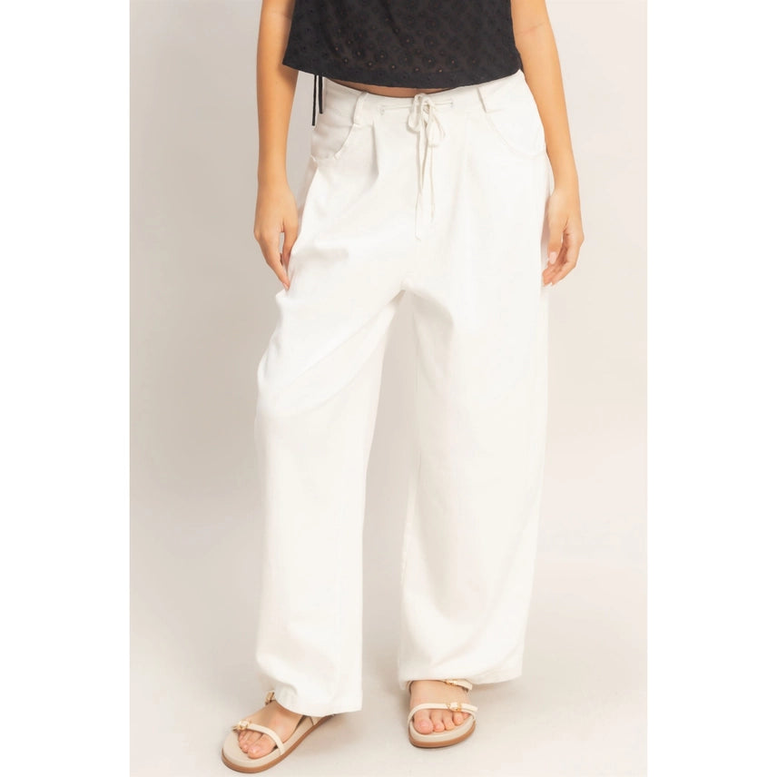 DRAWSTRING WIDE LEG PANTS