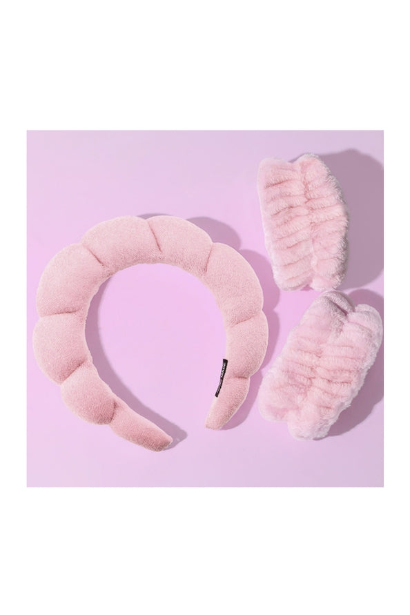 PINK SPA HEADBAND & WRISTBAND SET