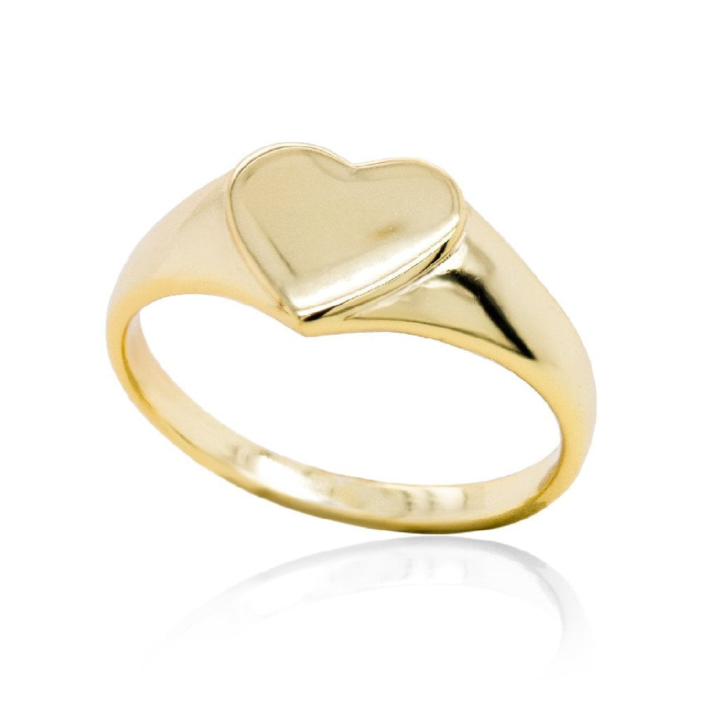GOLD HEART SIGNET RING