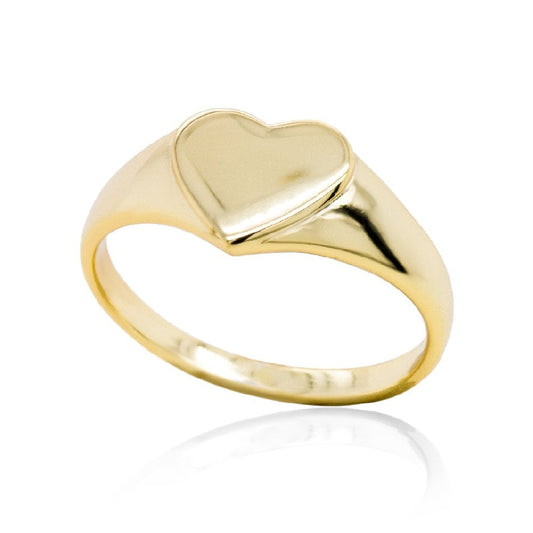 GOLD HEART SIGNET RING