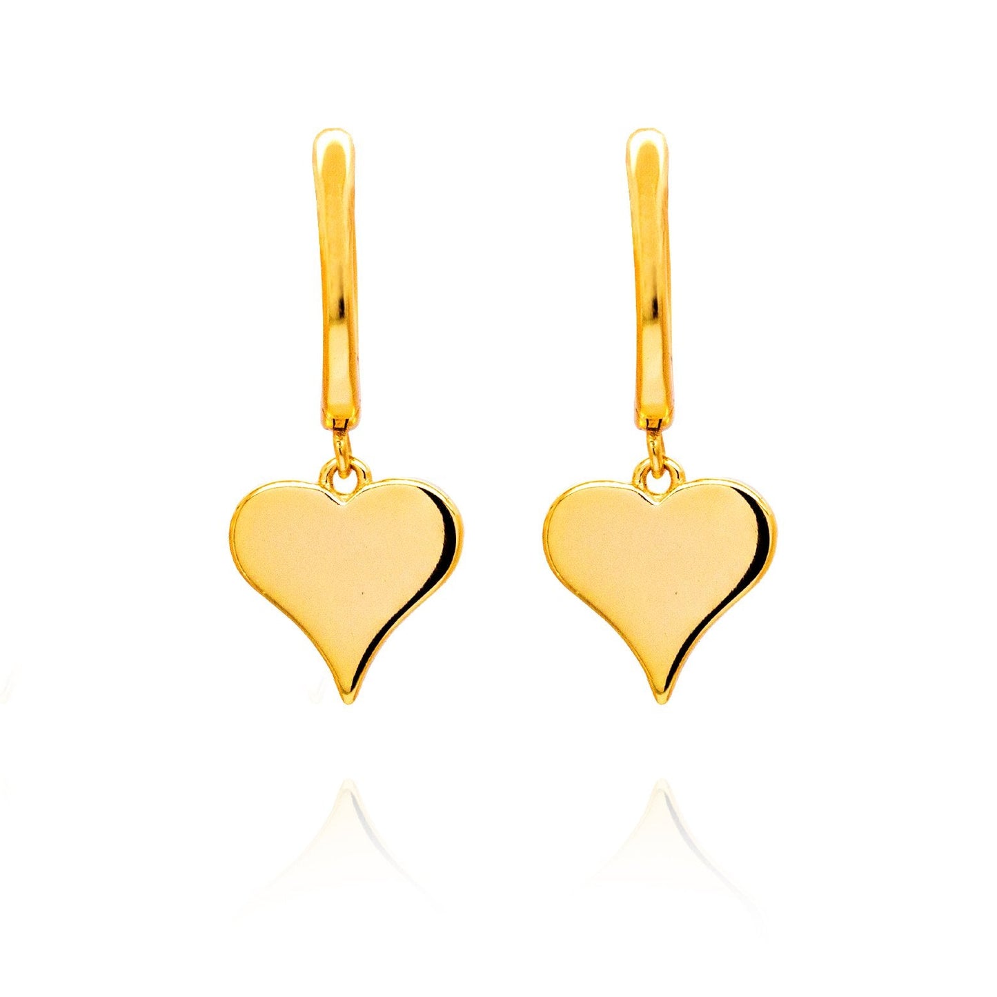 GOLD DANGLING HEART HOOPS