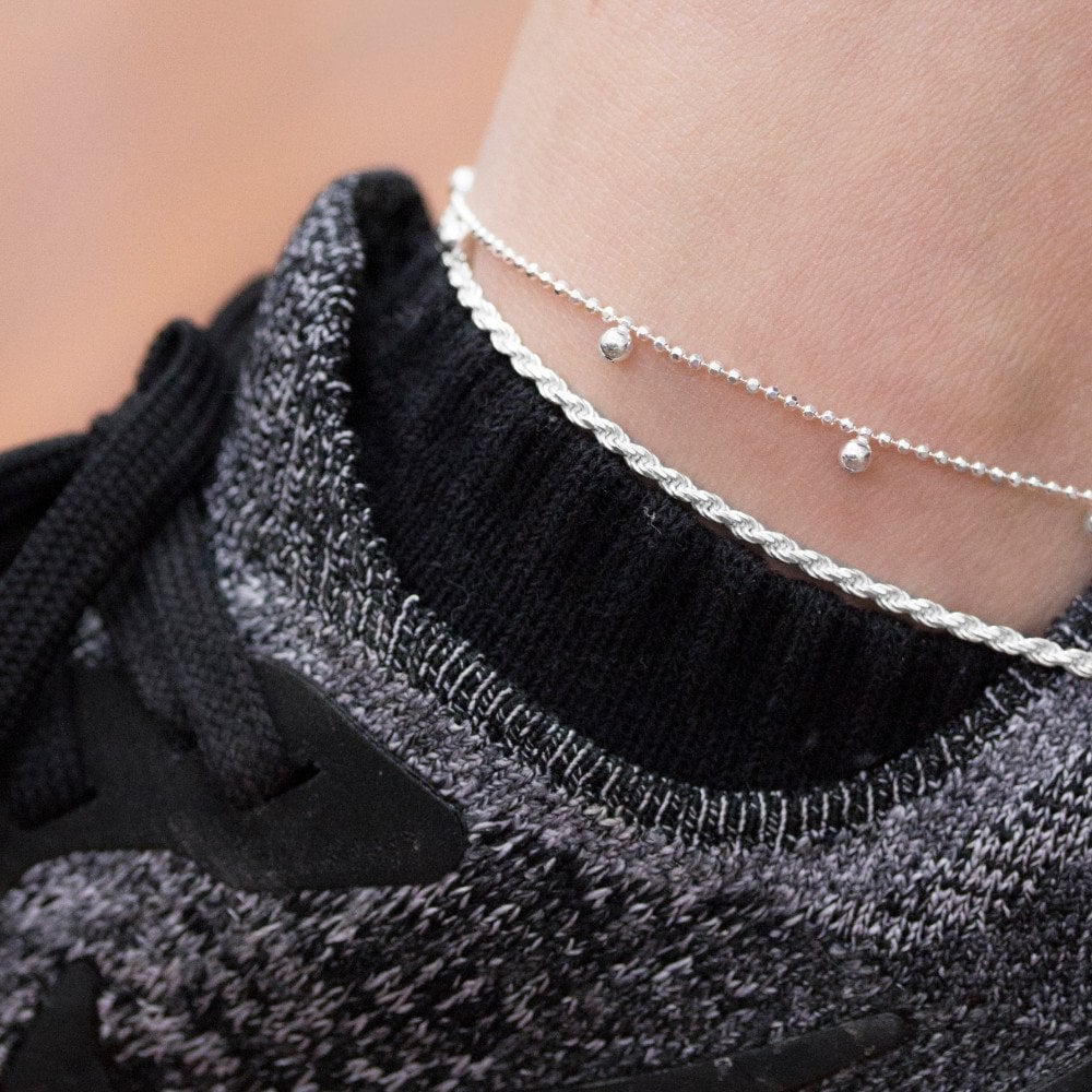 FANCY BALL BRACELET 8" in SILVER