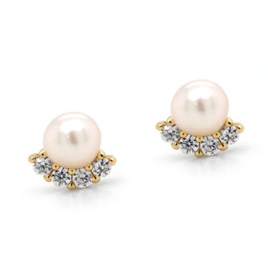 GOLD PEARL AND CRYSTAL EARRINGS