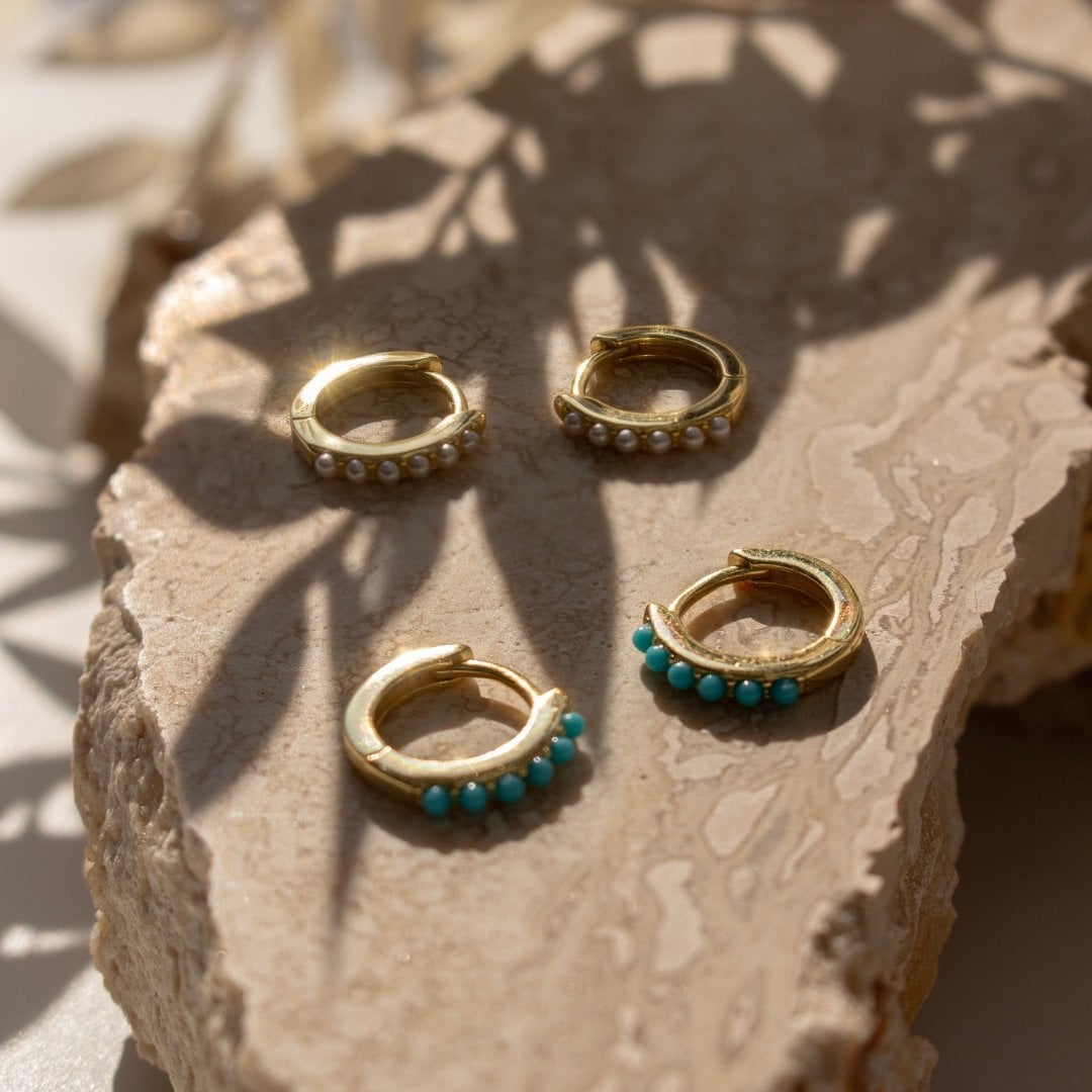 TURQUOISE HUGGIES in GOLD