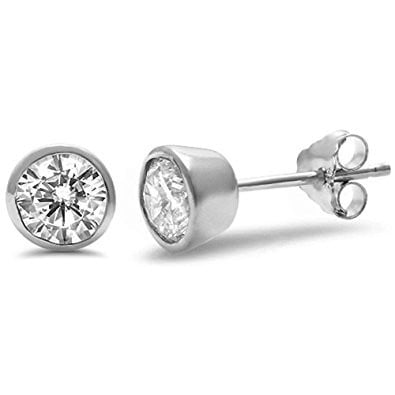 ROUND CRYSTAL STUDS in GOLD or SILVER