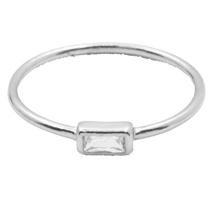 SILVER RECTANGLE HALO RING