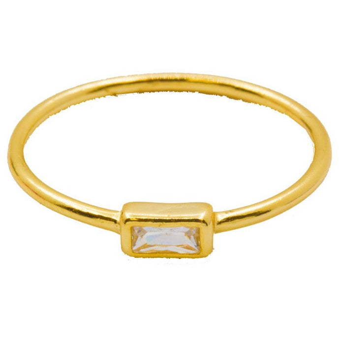 GOLD RECTANGLE HALO RING