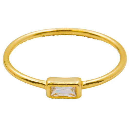 GOLD RECTANGLE HALO RING