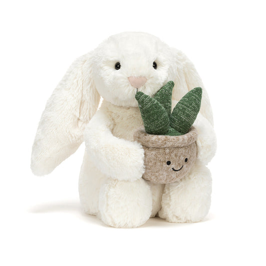 JELLYCAT CREAM BUNNY WITH PLANT