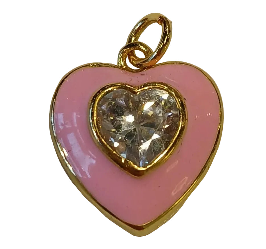 PINK HEART W/ CRYSTAL