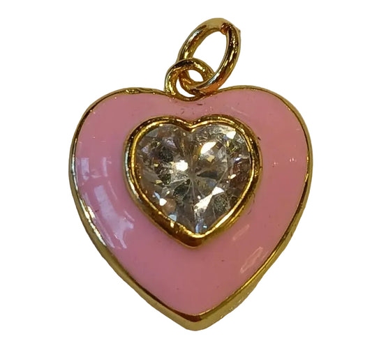 PINK HEART W/ CRYSTAL