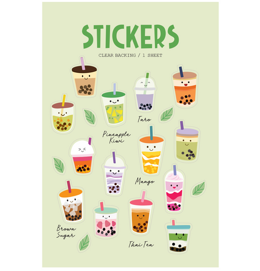 BUBBLE TEA CLEAR STICKERS