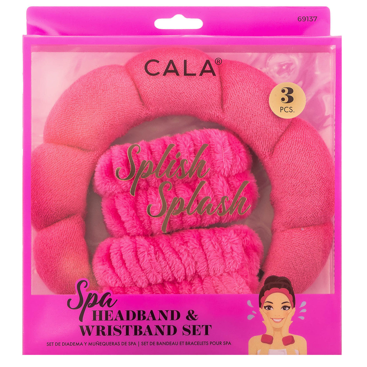 HOT PINK SPA HEADBAND & WRISTBAND SET