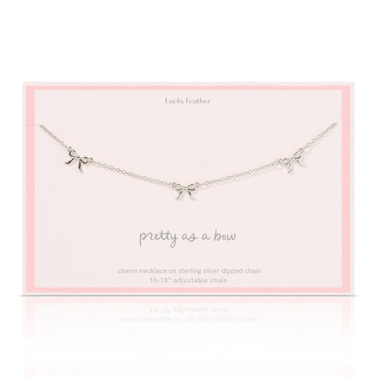 BEAUTIFUL BOW NECKLACE SILVER