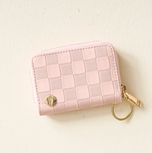 ZIP WALLET - BLUSH CHECK