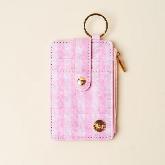 KEYCHAIN WALLET - PINK GINGHAM