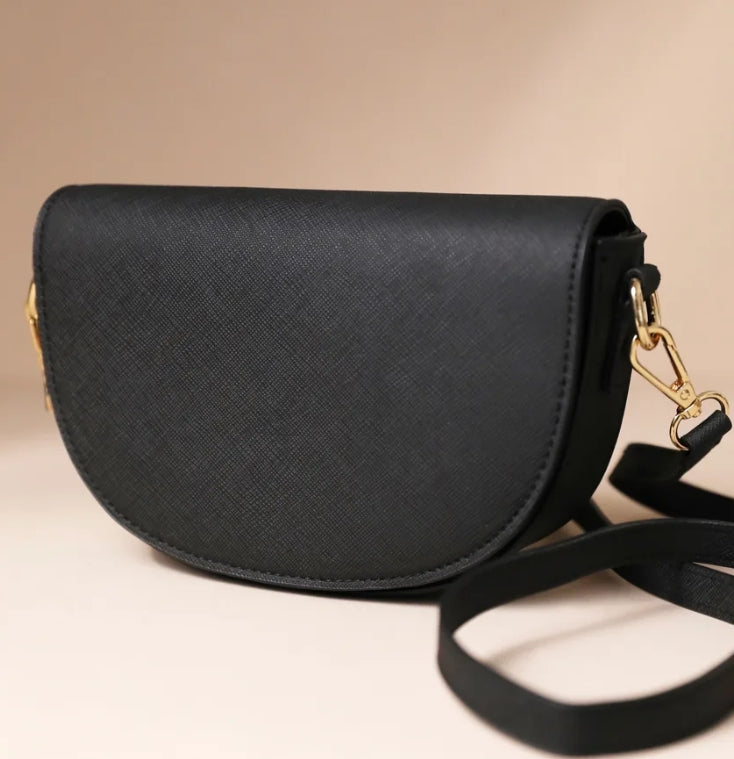 VEGAN LEATHER CROSSBODY - BLACK