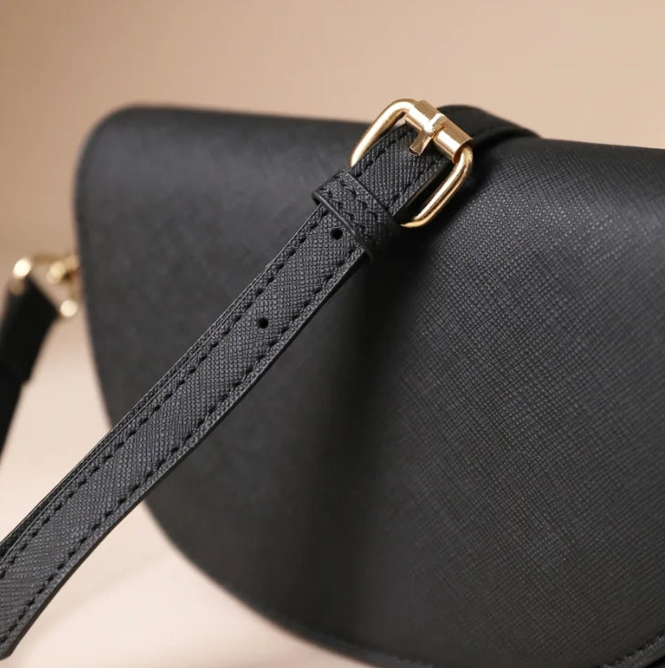 VEGAN LEATHER CROSSBODY - BLACK