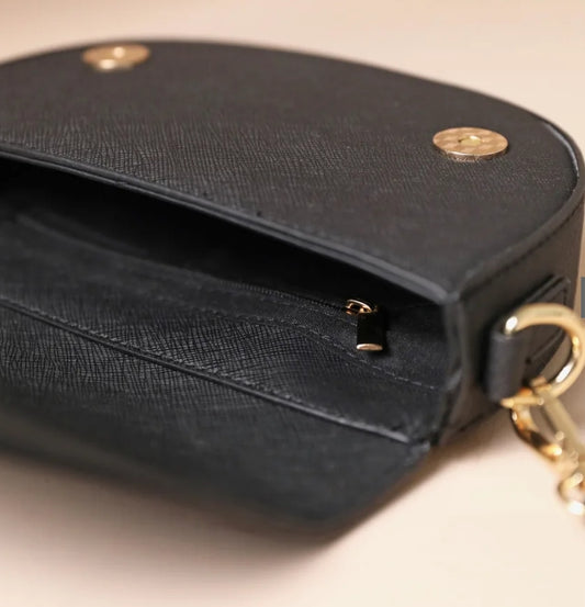 VEGAN LEATHER CROSSBODY - BLACK