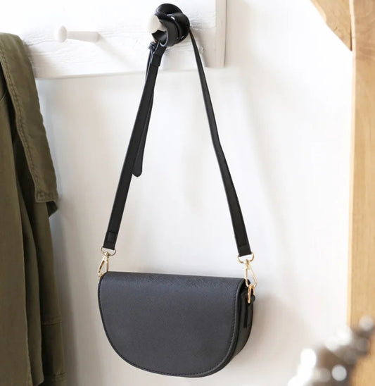 VEGAN LEATHER CROSSBODY - BLACK