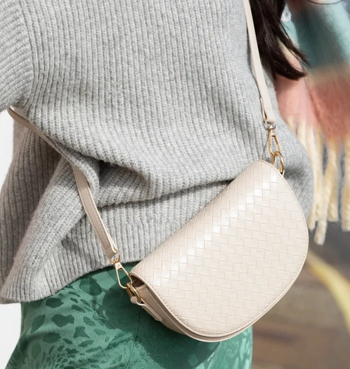 VEGAN LEATHER CROSSBODY - BEIGE