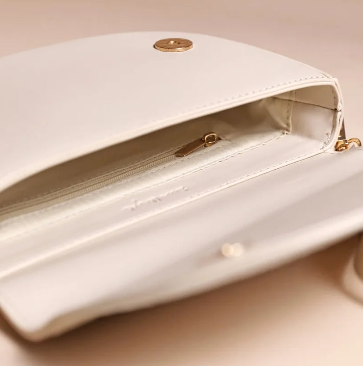 VEGAN LEATHER CROSSBODY - BEIGE