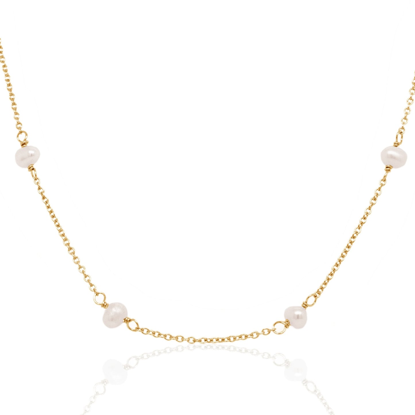 GOLD DAINTY PEARL NECKLACE