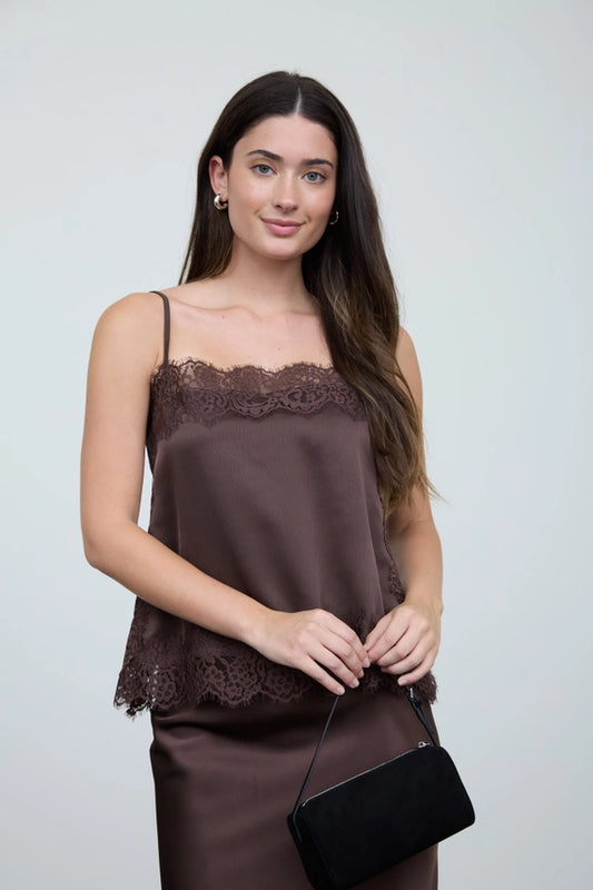 SATIN LACE TRIM CAMI